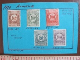 Five hinged 1920 Armenia postage stamps #s 268 to 272-A.4