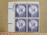 Block of four 3 cent Liberty US stamps, Scott # 1035
