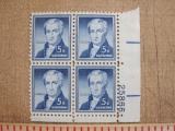 Block of four 5 cent Monroe US stamps, Scott # 1038
