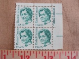 Block of 4 1981 17 cent Rachel Carson US postage stamps, #1857