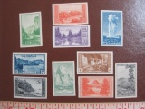 Lot of 10 US stamps commemorating natural land marks, 1 cent - 10 cents