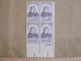 One block of four 3 cent 50th Anniversary Devil's Tower National Monument US stamps, Scott # 1084