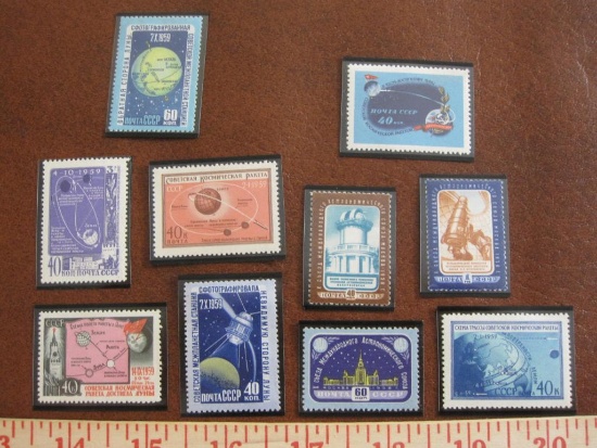 Lot of ten Russian astrology postage stamps in mounts, gum is mint