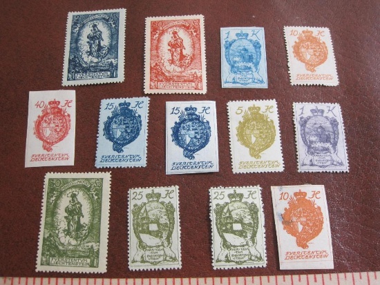 Lot of mostly unused Liechtenstein postage stamps