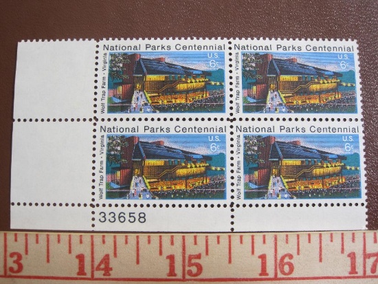 Block of 4 1972 6 cent National Parks Centennial US postage stamps, #1452