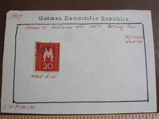 One hinged 1957 German Democratic Republic stamp, issued to publicize the 1957 Leipzig Fair,