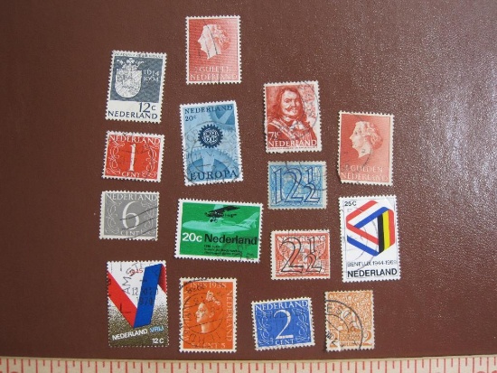 Assorted lot of mostly canceled Netherlands postage stamps