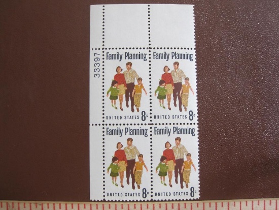Block of 4 1972 8 cent Family Planning US postage stamps, #1455