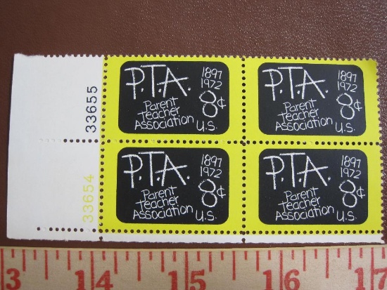 Block of 4 8 cent PTA US postage stamps, #1463
