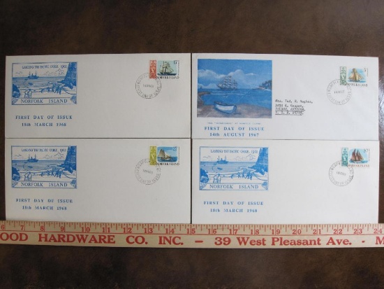 Lot of four Norfolk Island first day of issue covers including 18th March 1968 yellow, 18th March