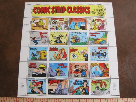 One sheet of twenty 1994 Comic Strip Classics US stamps, Scott # 3000