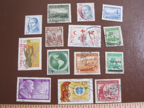 Assorted lot of canceled Chile postage stamps