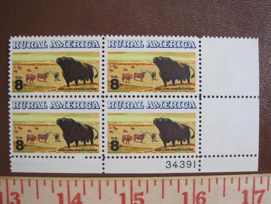 Block of 4 1973 8 cent Rural America US postage stamps, #1504