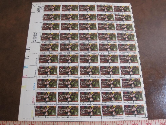 Sheet of fifty 1975 18 cent Peter Fransisco US stamps, Scott # 1562