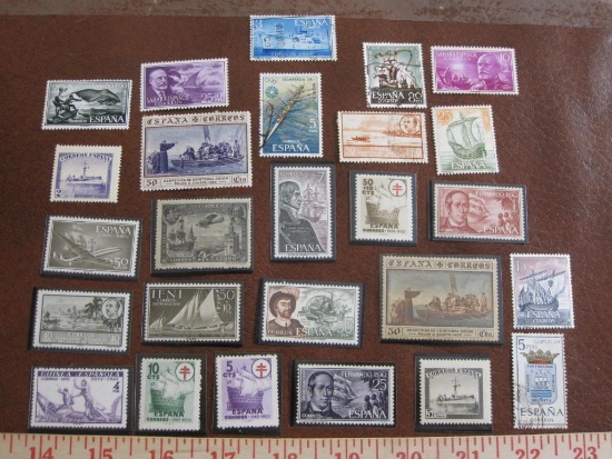 Lot of approximately twenty-five Spanish ocean voyage postage stamps, fourteen in mounts; some
