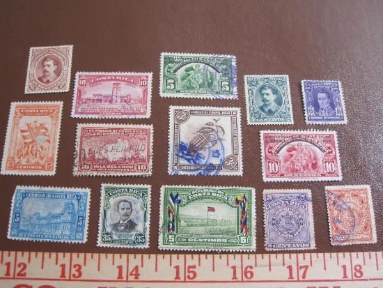 Lot of vintage Costa Rica postage stamps, several unused