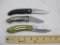 Three Folding Pocket Knives including Fighter Plus 440 Stainless China Blade with clip, Camo with