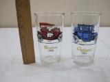 Two Vintage Anchor Hocking Antique Car Drinking Glasses including one featuring Stutz 1914 & Hudson