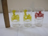 Three Vintage Antique Car Drinking Glasses including two with Studebaker 1904 & Oldsmobile 1903 and