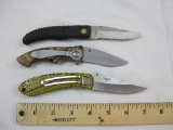 Three Folding Pocket Knives including Fighter Plus 440 Stainless China Blade with clip, Camo with