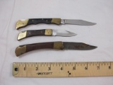 Three Vintage Folding Pocket Knives, blades marked Pakistan and China, AS IS, 8 oz