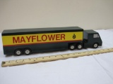 Vintage Wood Mayflower Truck and Trailer, handmade with plastic wheels, 3 lbs