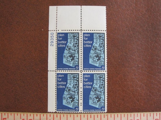 Block of 4 1967 Plan for Better Cities 5 cent US postage stamps, #1333