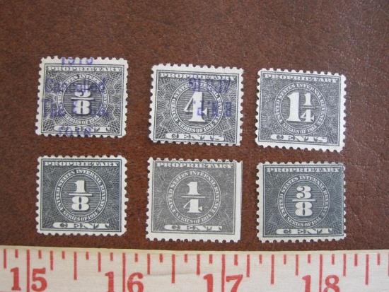 Lot of six 1914 Internal Revenue Proprietary stamps