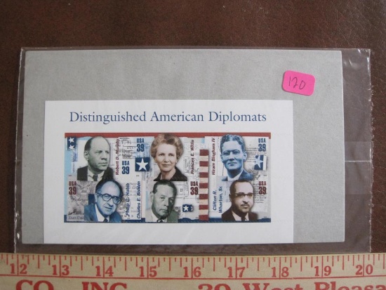 Full pane of 6 2006 Disinguished American Diplomats 39 cent US postage stamps, #4076