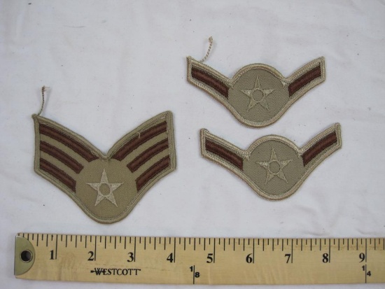 Three USAF Desert Airman Patches including 2 E-2 Airman and Senior Airman, 1 oz
