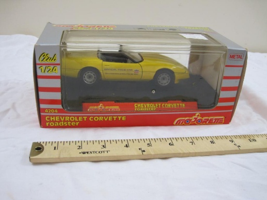 Majorette Chevrolet Corvette Roadster 1/24 Scale Metal Model Car with Display, in original box, 1 lb
