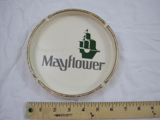 Vintage Ceramic Mayflower Ashtray, 6.75" Diameter, 14 oz