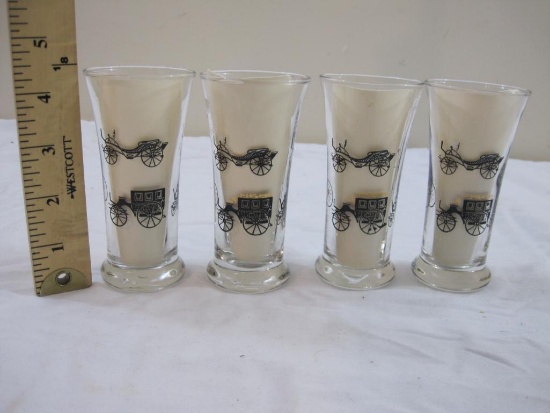 Four Libbey's Antique Car Double Shot Glasses, 1 lb 5 oz