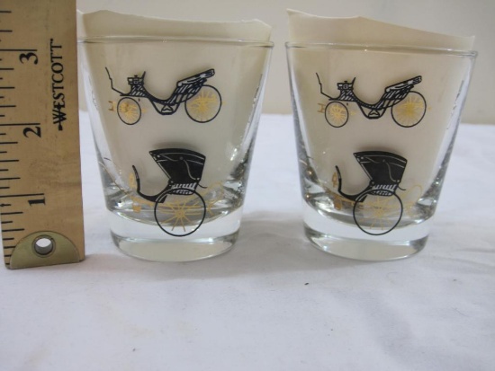 Two Libbey's Antique Car Old-Fashioned Glasses, 15 oz