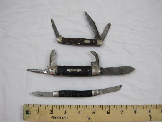 Three Folding Pocket Knives including 4-blade Kamp King and more, 6 oz