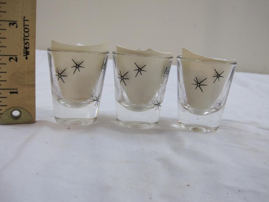 Set of Three Vintage Firework Shotglasses, 11 oz