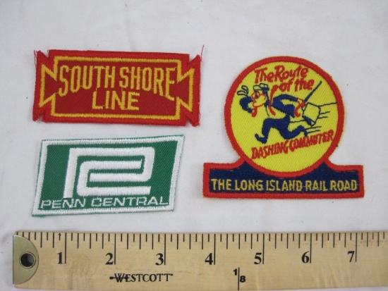 Three Railroad Patches including South Shore Line, Penn Central, and The Long Island Rail Road, 1 oz