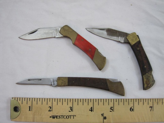 Three Folding Pocket Knives, 2 marked Pakistan, larger marked Rostfrei, 5 oz