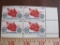 Block of 4 1965 Battle of New Orleans 5 cent US postage stamps, #1261