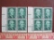 Two blocks of 4 (total 8) 1968 Thomas Jefferson 1 cent US postage stamps, #1278