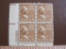 Block of 4 1938 1 1/2 cent Brown Martha Washington US postage stamps, Scott # 805