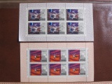 Two blocks of 6 (total 12) 1972 Soviet Union space-themed stamps