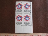 One block of 4 1976 8 cent American Revolution Bicentennial US postage stamps, Scott # 1432