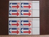 TWO blocks of 4 (total 8) 1971 60 cent Special Delivery US postage stamps, Scott # E23
