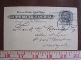 Used 1 cent Jefferson US Postal Card, circa 1901
