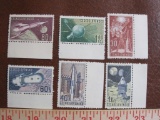 Lot of 6 unused space-themed Ceskoslovensko (Czechoslovakia) postage stamps