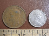 1943 Australia Penny and 1976 Australia 10 cent coin