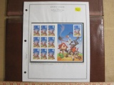 Mounted 2000 Wile E. Coyote philatelic souvenir pane of 10 33 cent US postage stamps, Scott # 3391