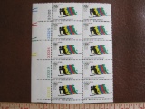 Block of 10 1972 11 cent Olympic Games Skiing US airmail stamps, Scott # C85