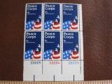 Block of 6 1972 8 cent Peace Corps US postage stamps, Scott # 1447